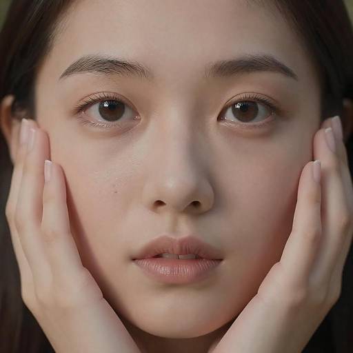 Close-Up Portrait of Young Asian Woman with Clear Skin
