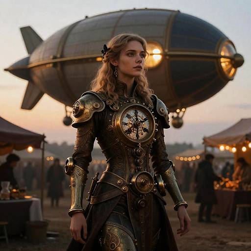 Androgynous Clockwork Bard in Dirigible Market