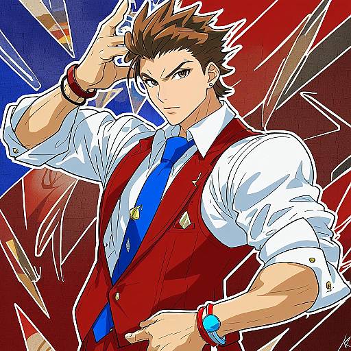 Illustration of Apollo justice, ace attorney in the style of Kl