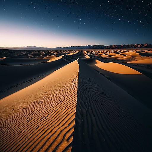 Twilight Desert Dunes with Starry Sky