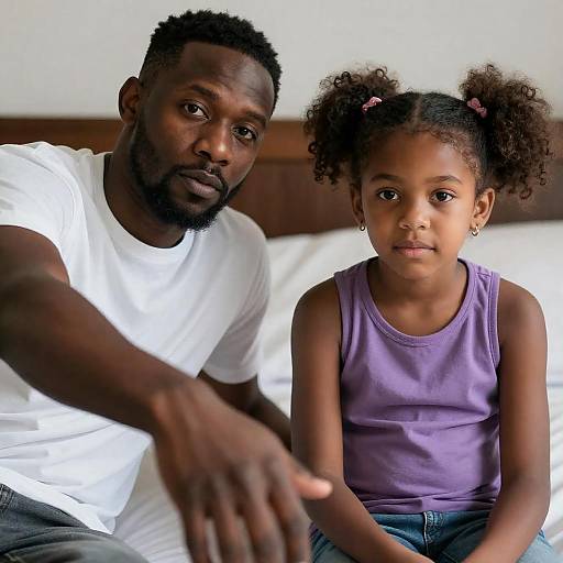 Intimate Portrait of Black Man and Girl