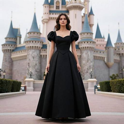 Elegant Woman in Castle Setting