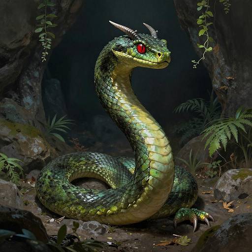 Mystical Basilisk in Cavern Setting