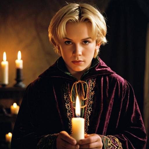 Young Man in Medieval Costume Holding Candle