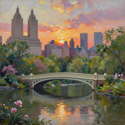 Impressionistic Central Park Bow Bridge