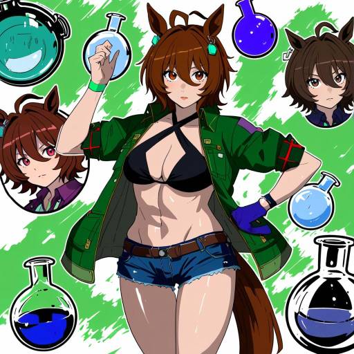 Illustration of Agnes tachyon (lunatic lab) (umamusume), umamusume in the style of Okpriko