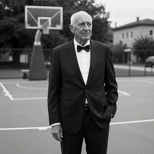 Elegant Man on Basketball Court Portrait