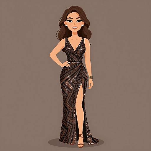 Elegant Woman in Sequined Gown