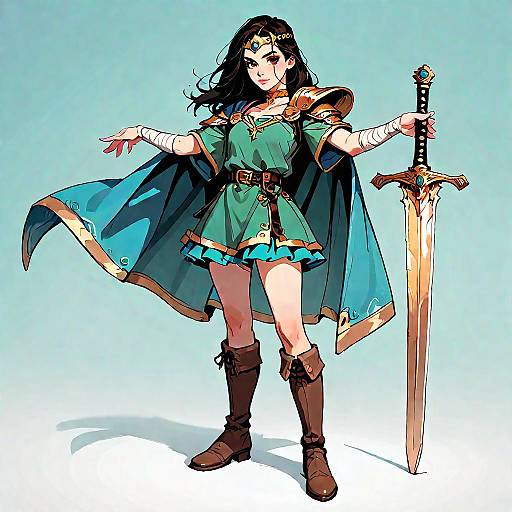 Anime Warrior in Green Tunic