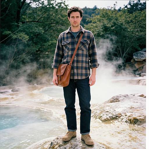 Man in Plaid by Mineral Pools