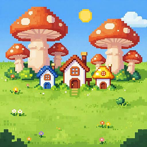 Whimsical Fairy Village Pixel Art
