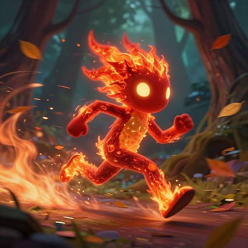 Fiery Sprite Racing Through Woodland