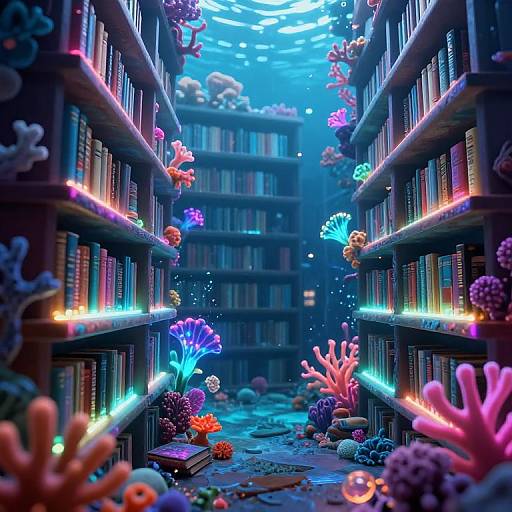 Cyberpunk Underwater Library Fantasy