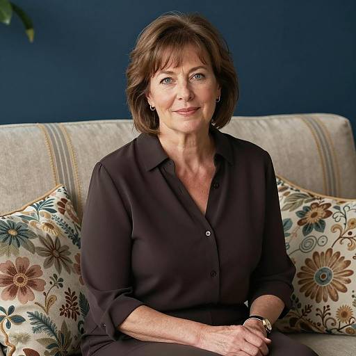 Middle-Aged Woman Relaxing on Couch