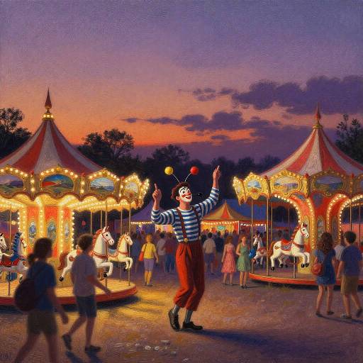 Expressionist Carnival Juggler at Twilight