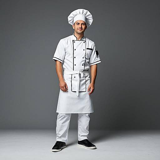 Young Male Chef in White Uniform