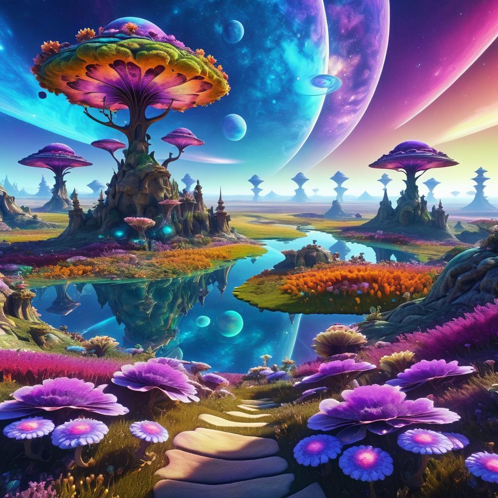 Surreal Alien Fractal Landscape Exploration