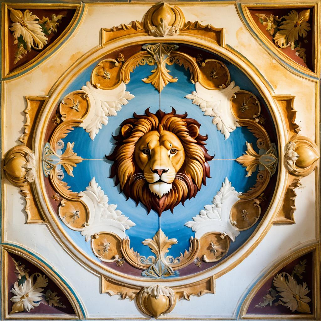 Majestic Lion Fresco Ceiling Art