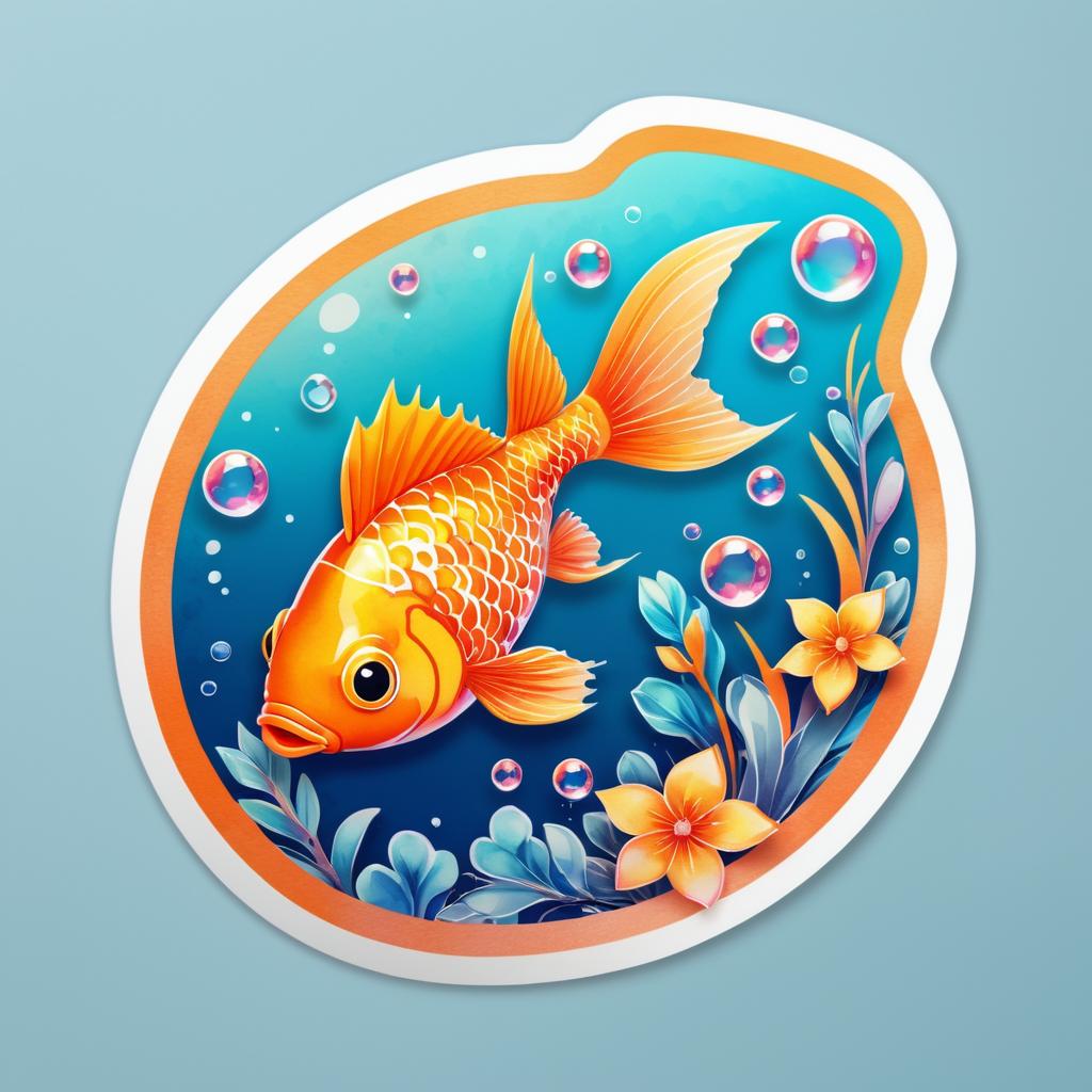 Adorable Kawaii Orange Fish Sticker Design