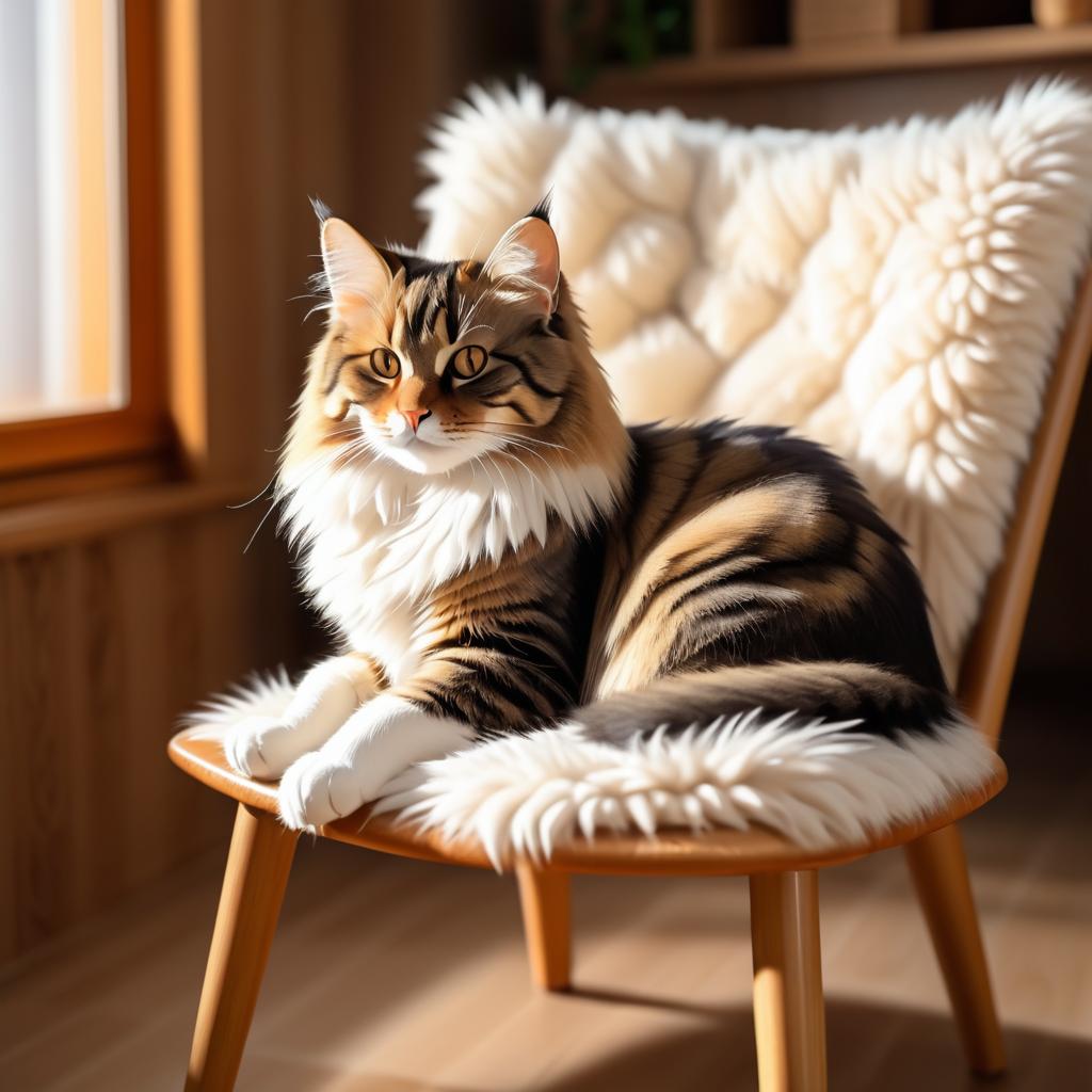 Cozy Cat on Chair in Warm Ambiance