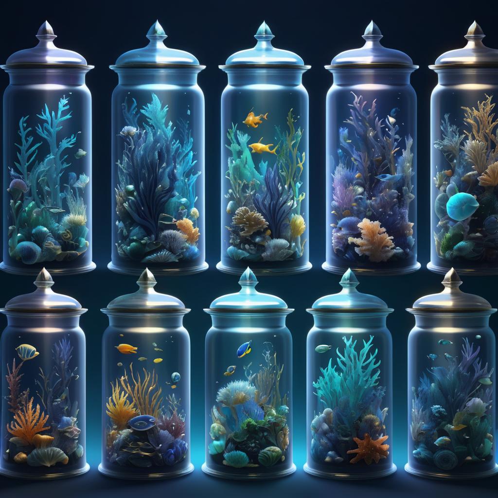 Enchanting Sea Creatures in Glass Jars