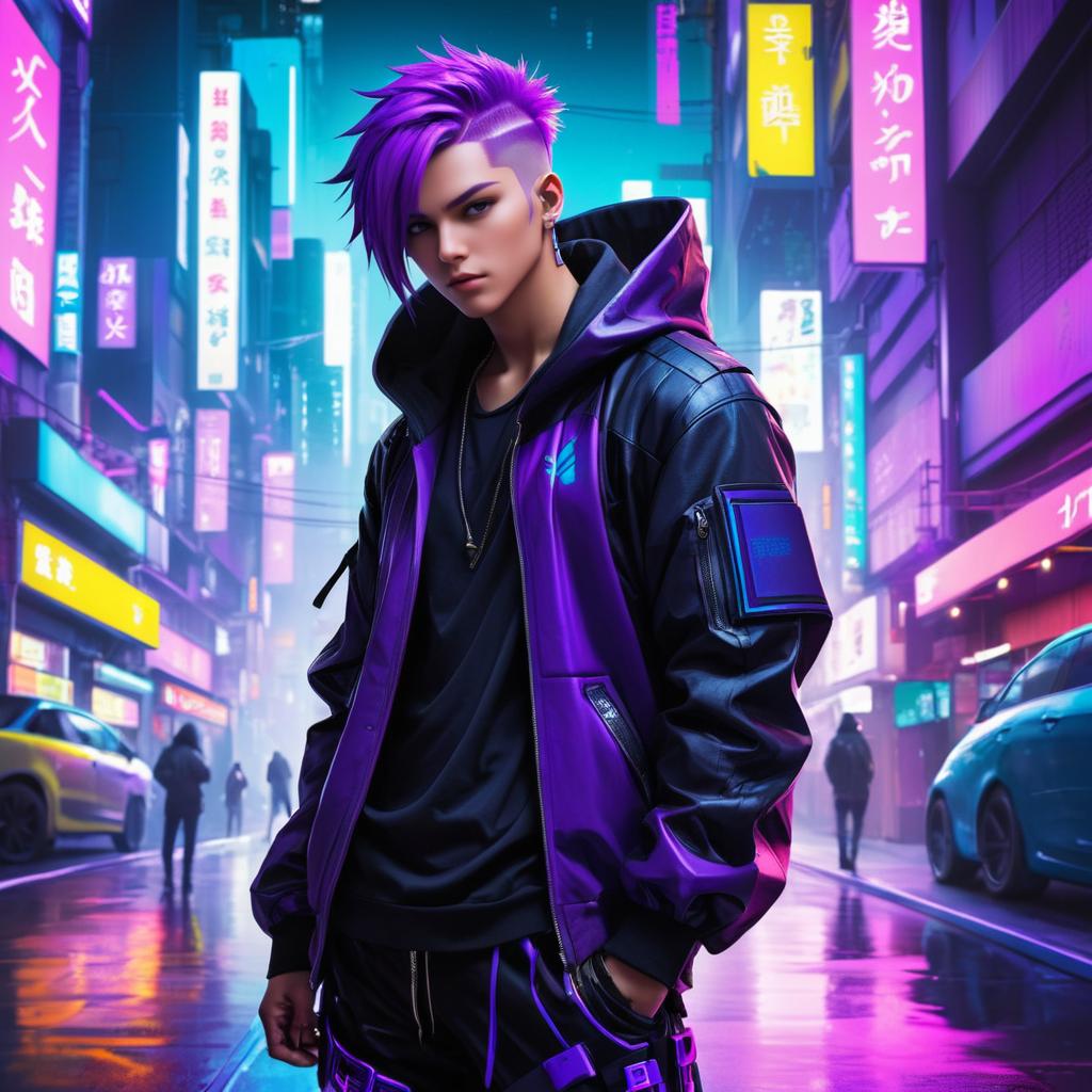 Stunning Cyberpunk Boy in Urban Art