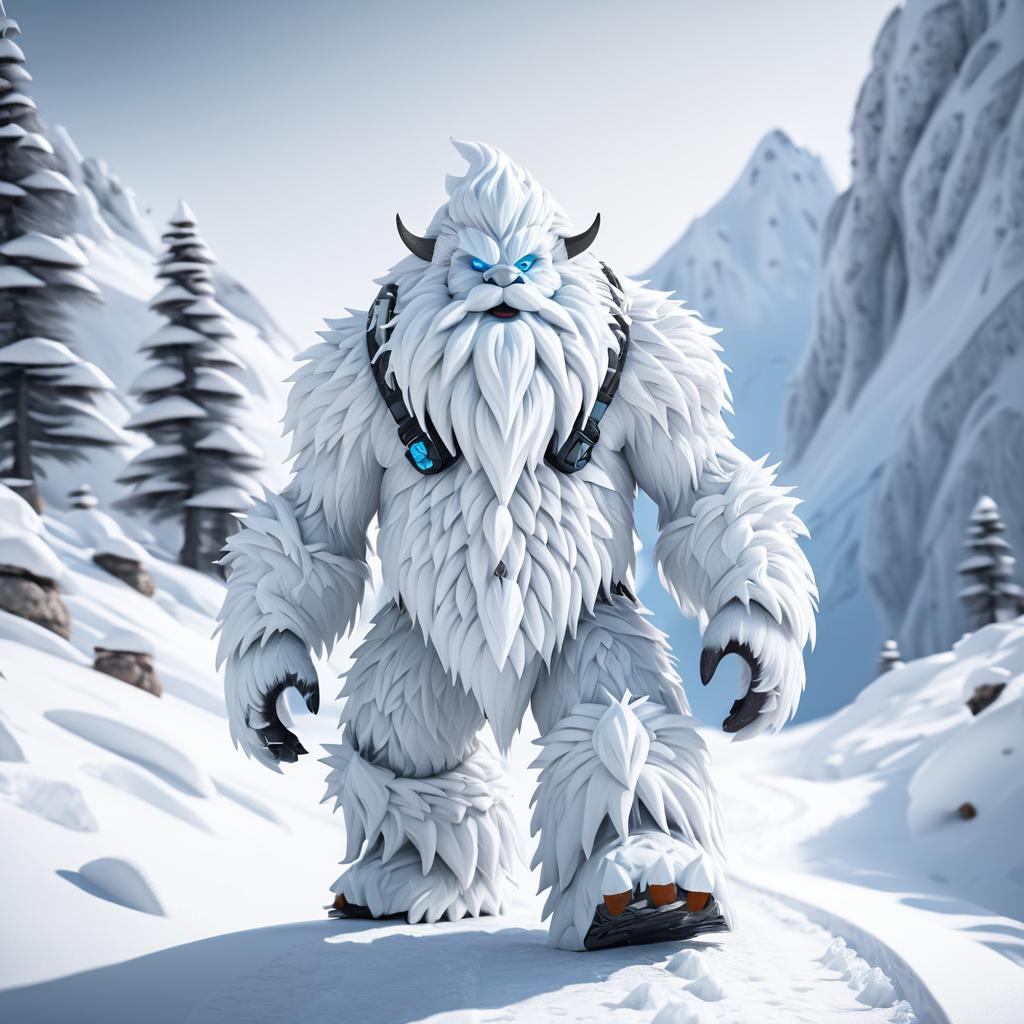 Ultra-Realistic Snow Yeti in Mountains