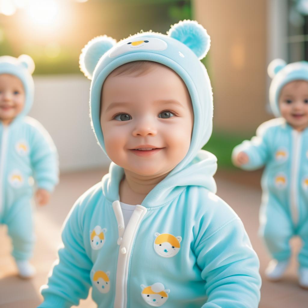 Cinematic Portrait of a Smiling Baby Boy