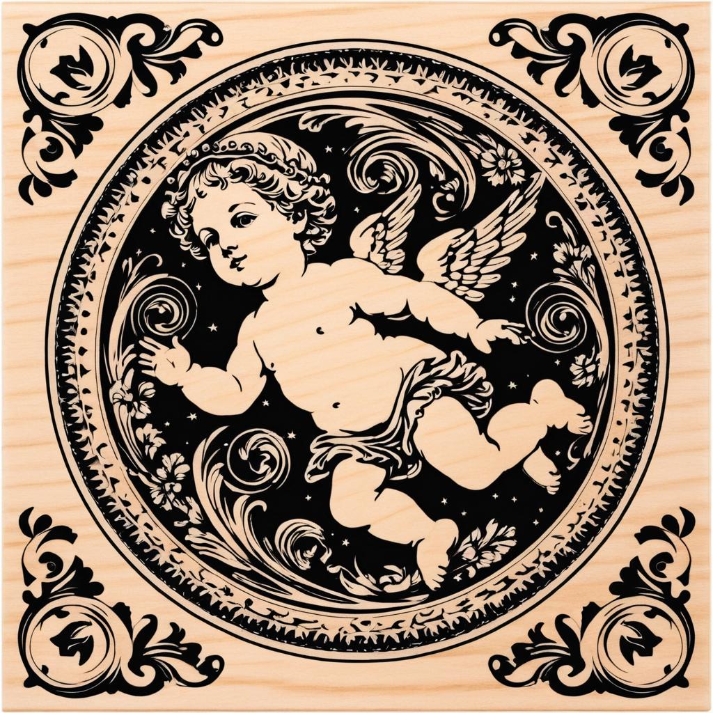 Renaissance Cherub Rubber Stamp Design