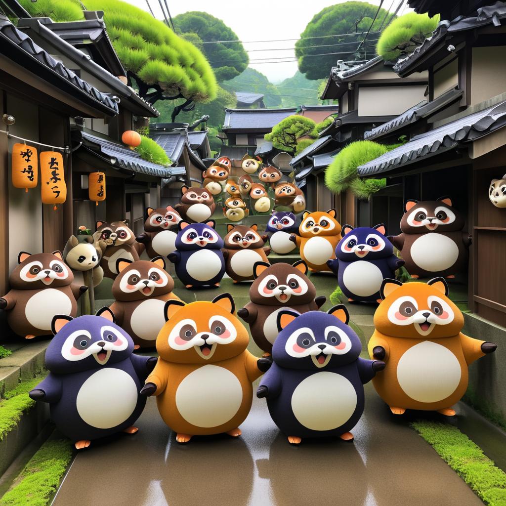 Whimsical Tanuki Friends in Pranks