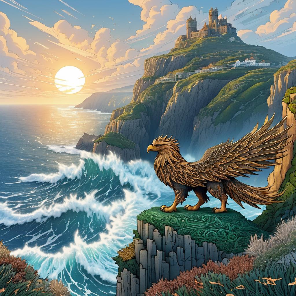 Majestic Griffin Guarding Ocean Nest