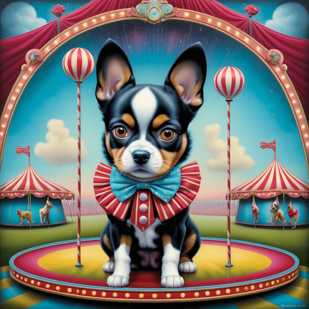 Vintage Circus Dog in Pop Surrealism