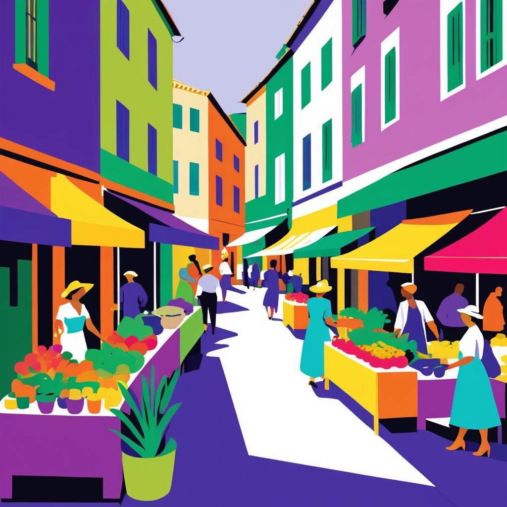 Vibrant Matisse-Inspired Market Scene