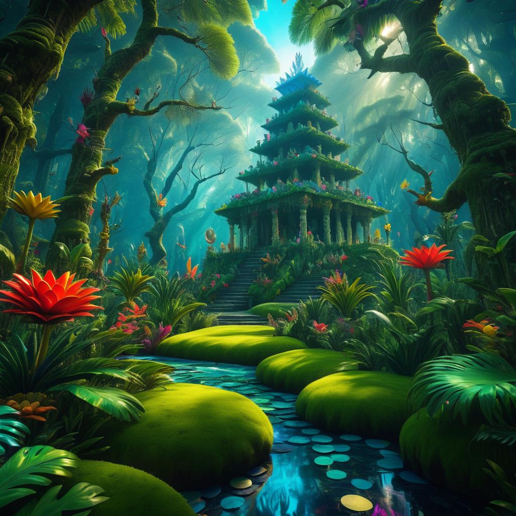 Surreal Frida Kahlo Forest with Mythical Creatures