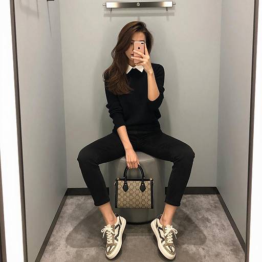 Woman Taking Mirror Selfie in Fitting Room