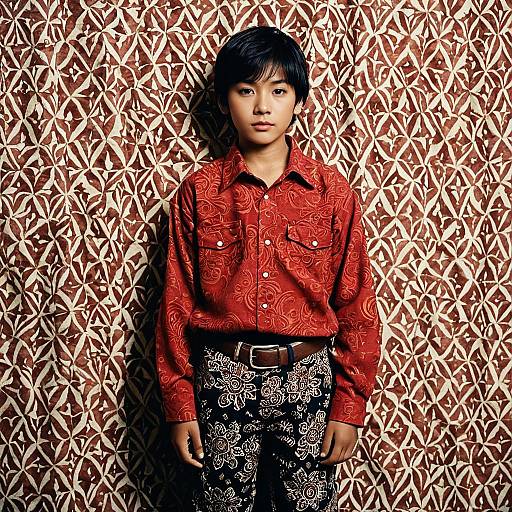 Realistic Batik Clothing Portrait of a Boy