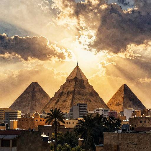 Cairo Skyline Watercolor Sunset