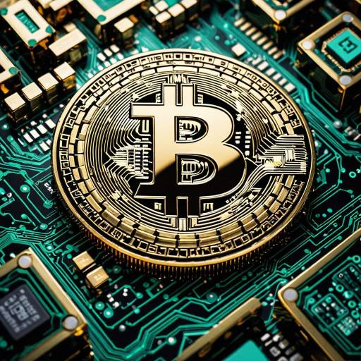 Golden Bitcoin on Circuit Board