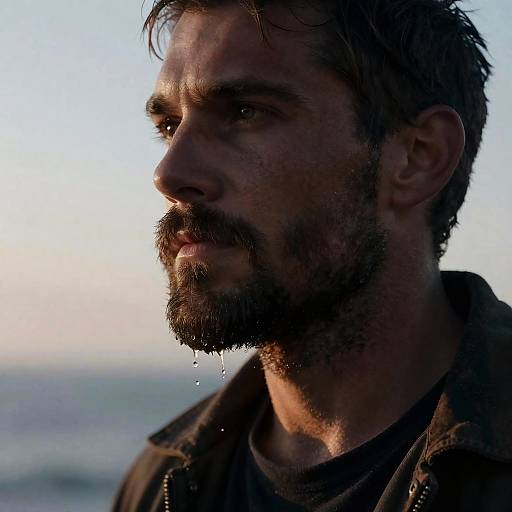 Weathered Mariner with Sea Spray Dripping from Beard