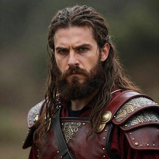 Intense Portrait of a Bearded Warrior