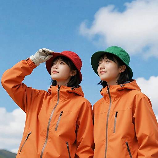 Bright Sky Portrait of Two Friends