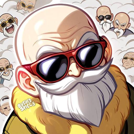 Illustration of Muten roushi, dragon ball in the style of Blushyspicy