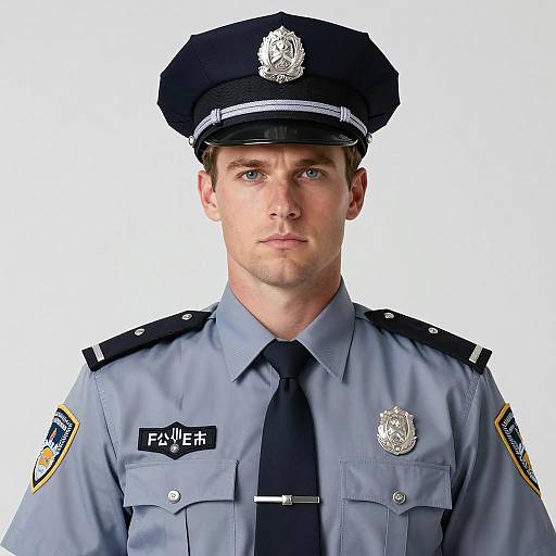 Handsome Police Officer Portrait in Uniform