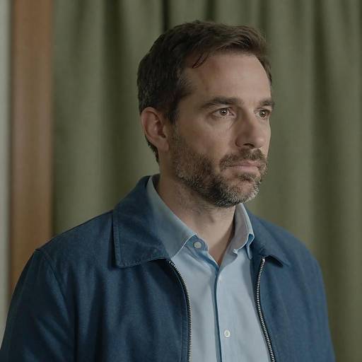 Thoughtful Middle-Aged Man in Blue Jacket