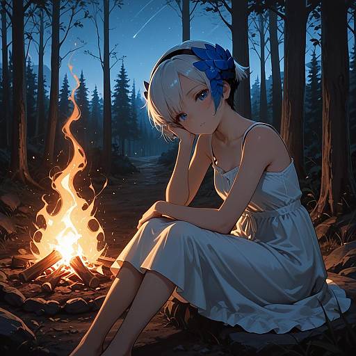 Gwendolyn Tennyson in a Forest Campfire