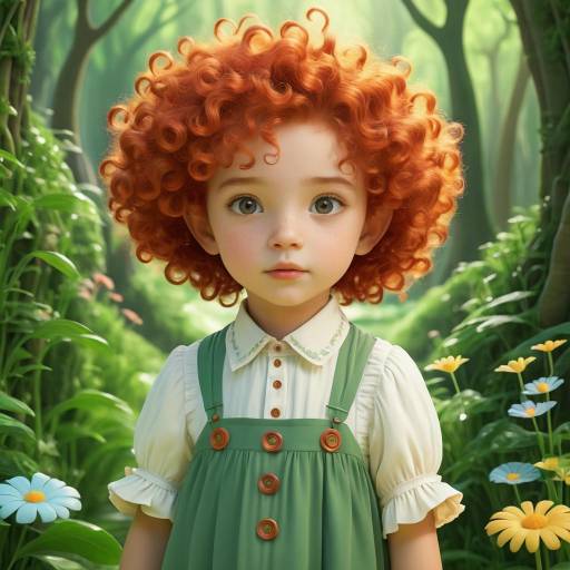 Whimsical Child with Curly Red Hair