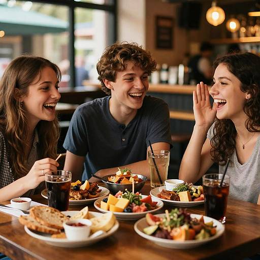 Teenagers Enjoying Cozy Bar Gathering
