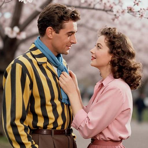 Romantic Couple Under Cherry Blossoms
