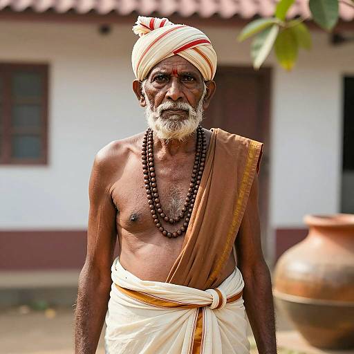 Elderly Man in Traditional Dhoti Costume