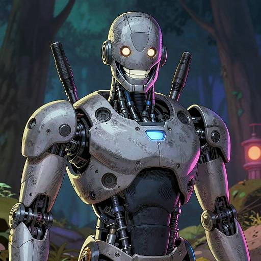 Happy Robotic Assassin Comic Portrait